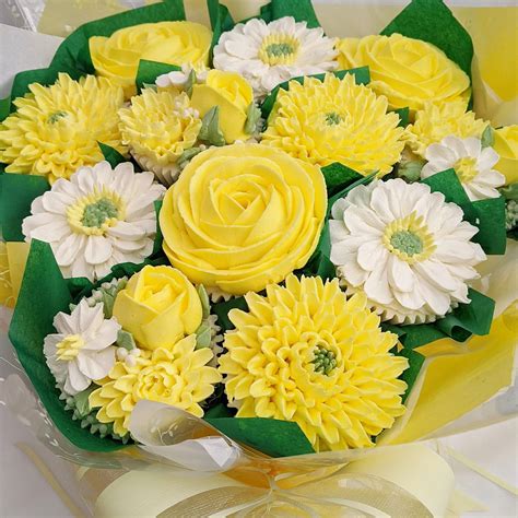 Yellow Roses And White Daisies Piped Flower Bouquets