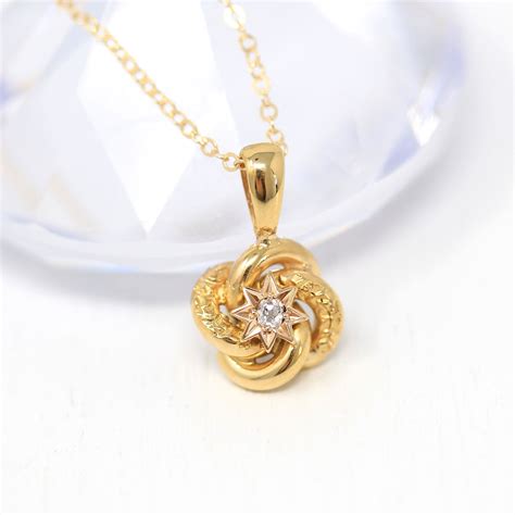 Love Knot Necklace Edwardian 14k Yellow Gold Genuine Etsy Necklace
