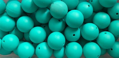 Silicone Teal 15mm Teal Round Beads Craft Supply Silicone Etsy