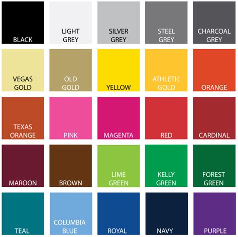 Sublimation Color Chart Printable