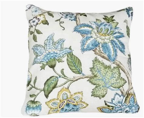 Blue And Cream Pillows Floral Throw Pillow Decorative Etsy