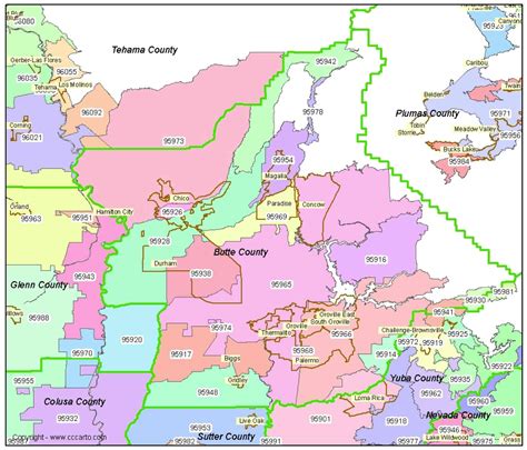 Butte County Zip Code Map Oroville Ca Zip Codes