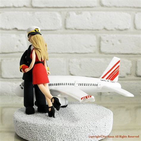 Pilot And Stewardess With Airbus Personalized Wedding Cake Topper