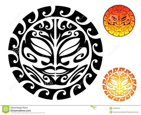 Illustration About Maori Tribal Sun Tattoo Design Illustration Of