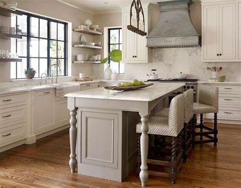 Planning the kitchen is always such fun and your choice of this farmhouse style kitchen island is great. Gray Kitchen Island with Turned Legs - Transitional - Kitchen