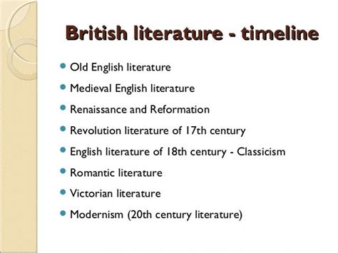 British Literature Timeline Doplněné
