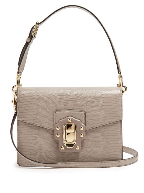 Dolce And Gabbana Lucia Lizard Effect Leather Shoulder Bag In Grey Lyst