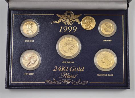 Historic Coin Collection 24 Karat Gold Plated 1999 Us Type Coins Box