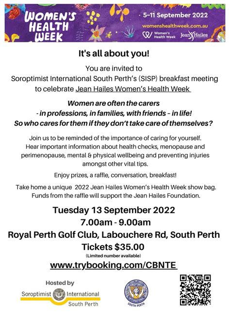 Jean Hailes Womens Health Week Breakfast Soroptimist International Of South Perth
