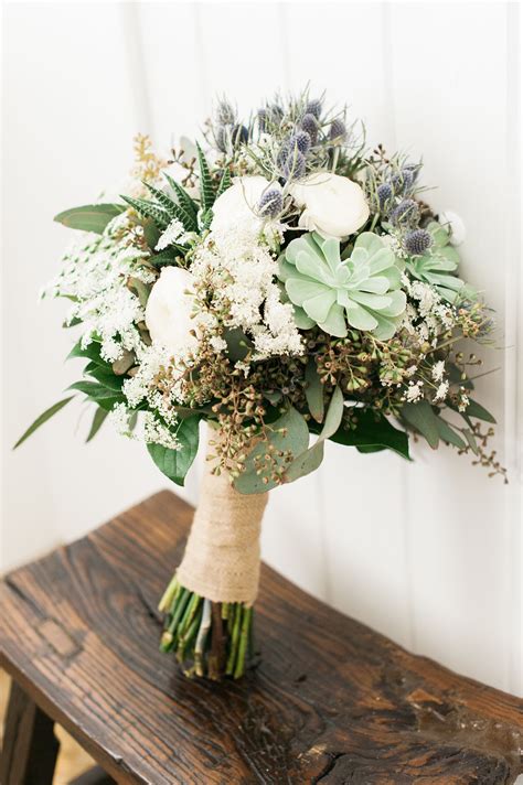 rustic succulent thistle and eucalyptus bouquet eucalyptus bouquet bouquet nature wedding