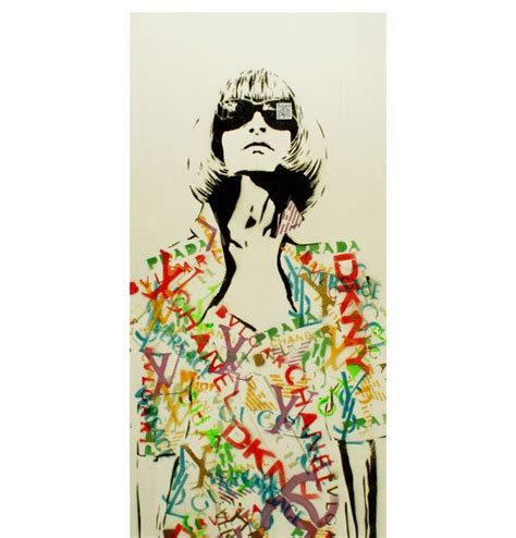 Anna Wintour Grey Vrsn Vogue Graffiti Pop Art Portrait On Canvas 12x36