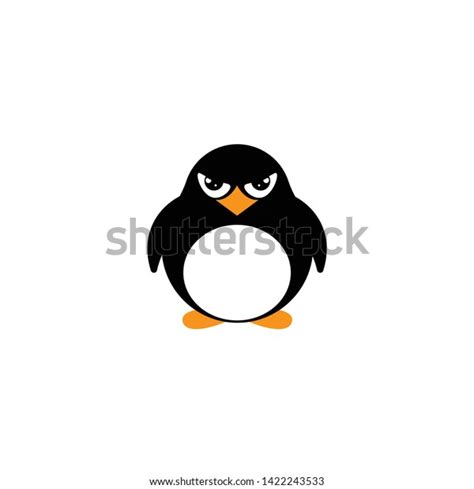 Vektor Stok Angry Penguin Cartoon Vector On White Tanpa Royalti