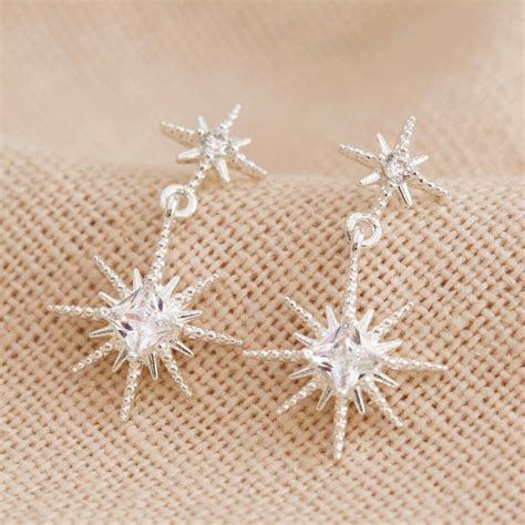 Crystal Double Star Drop Earrings By Lisa Angel