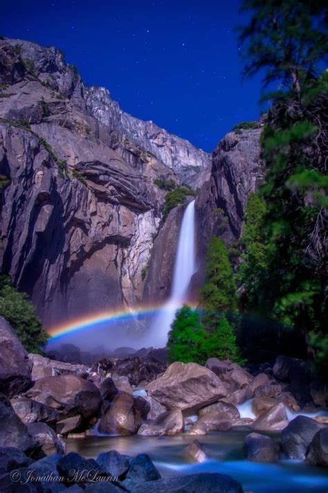 Full Moon A Moonbow Lunar Rainbow Cast By Moonlight Reflected In The
