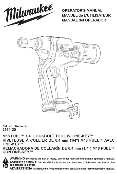 Milwaukee M18 Fuel 2661 20 Operators Manual Pdf Download Manualslib
