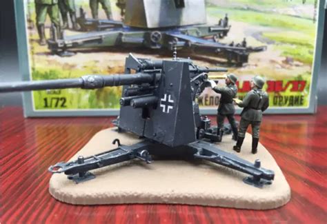 172 Scale Scene Wwii German Zvezda 6158 Flak Gun 88mm Painted 4