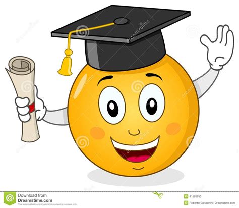 Smiley With Graduation Hat And Diploma Stock Vector Illustration