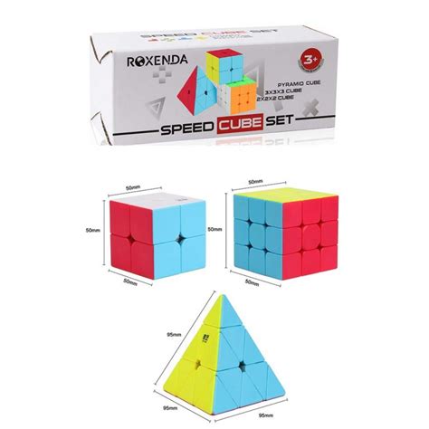 Roxenda Speed Cube Set Magic Cube Set Of 2x2x2 3x3x3 Pyramid Smooth