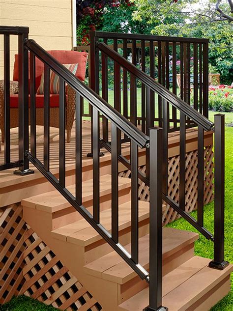 Diy Aluminum Railing System Stair Railing Black With Wide Pickets