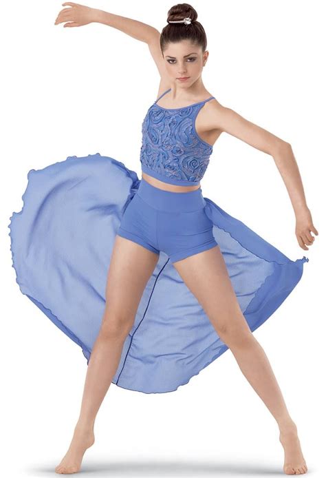 2 Piece Ribbon Crop Top Back Skirt Modern Dance Costume Contemporary