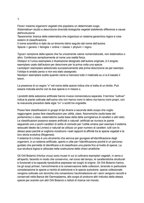 Solution Schemi Tassonomia Dei Vegetali E Flora Ditalia Studypool