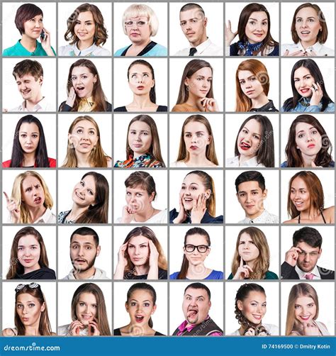 Ludzie Wyraża Różne Emocje Zdjęcie Stock Obraz Złożonej Z Uśmiech 74169500