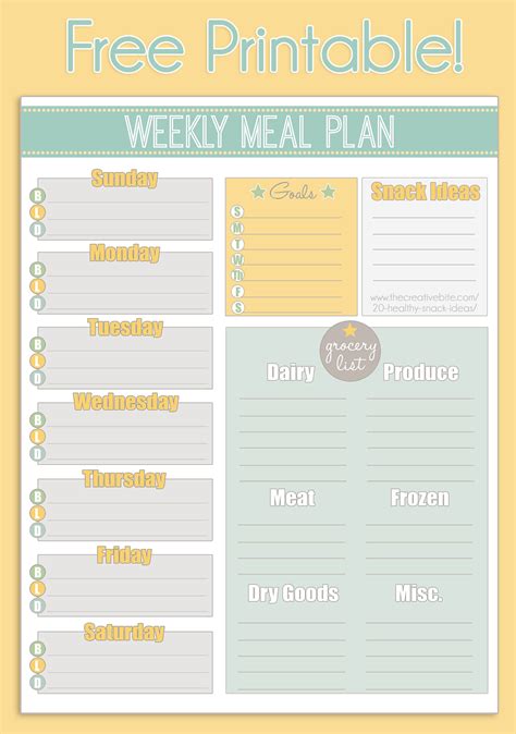 Download Printable Weekly Meal Plan Casual Style Pdf In Weekly Meal