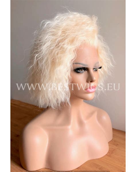 Synthetic Lace Front Wig Curly Short Hair Platinum Blonde