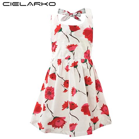 Cielarko Baby Girls Flower Dress Backless Kids Summer Dresses Children