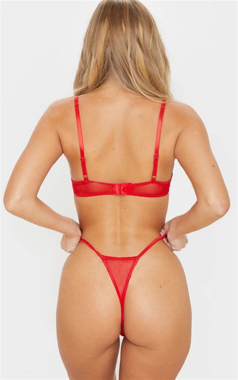 red cut out lace thong lingerie prettylittlething ie