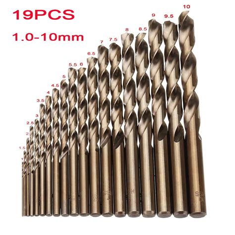 19pcs 1 10mm Hss M35 Cobalt Twist Drill Bit Set For Metal Wood Drilling