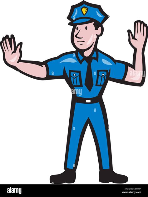 Illustration Of A Traffic Policeman Police Officer Making A Stop Hand