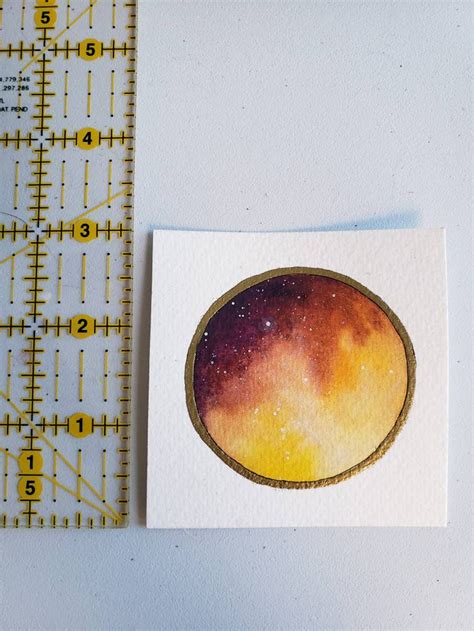 Mini Watercolor Galaxy Painting Circle Nebula As Is Etsy