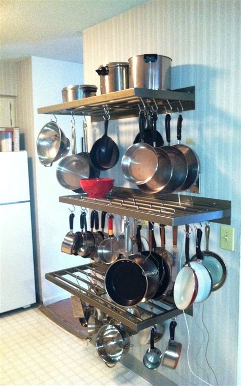 pot rack pan kitchen wall storage mount diy racks shelf pots pans etsy organization ways lid mounted organisation hooks walls