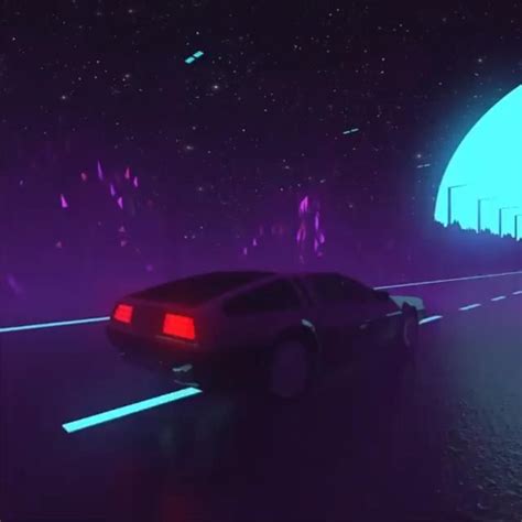 Delorean Dmc Car Vaporwave Video Art  Graphic Design Neon Colors