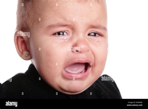 Beautiful Baby Crying Isolated On White Stock Photo Alamy