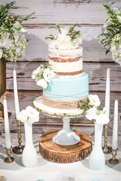Find the best theme here. Blue Rustic Chic Baby Shower | Shower cakes, Baby shower ...