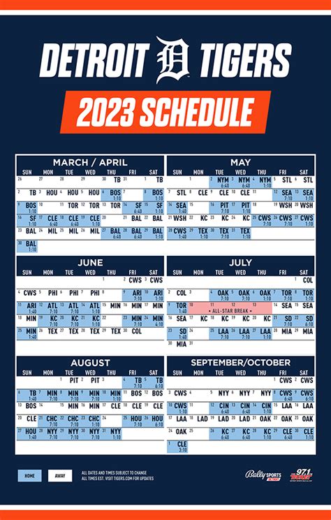 Detroit Tigers 2023 Printable Schedule 2023 Calendar Printable