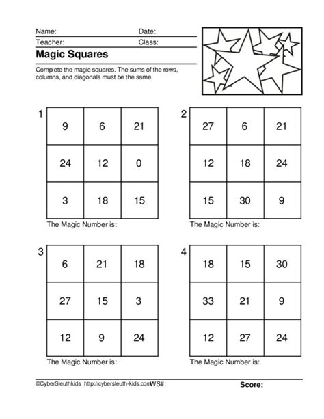 Magic Squares 2 Worksheet For 2nd 3rd Grade Lesson Planet