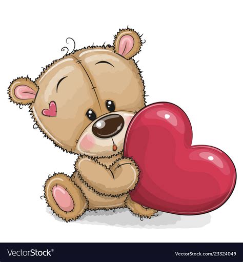 Cute Teddy Bear With Heart Royalty Free Vector Image