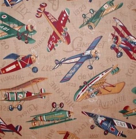 Vintage Airplane Cotton Fabric Prop Biplane By Nsewfabrics On Etsy