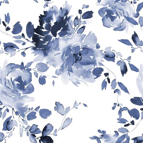 Removable Self Adhesive Floral Wallpaper Lovely Blue
