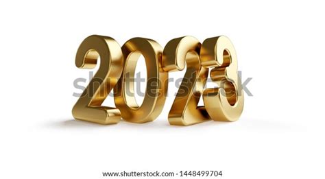 2023 Golden Bold Letters 3dillustration Isolated Stock Illustration