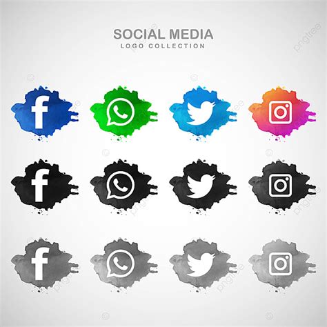 Modern Watercolor Social Media Icon Set Vector Template For Free