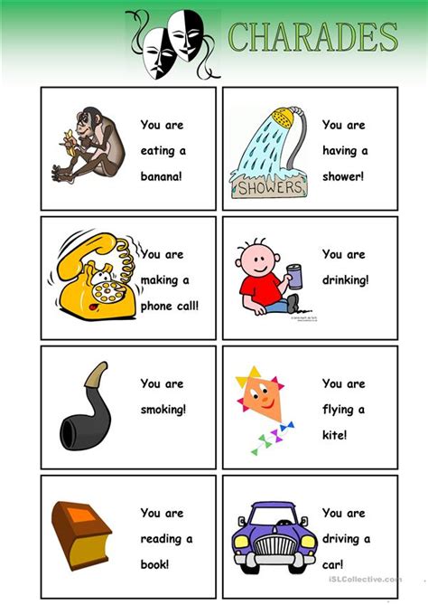 Charades Cards English Esl Worksheets For Distance