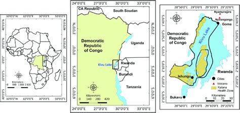 The map does not update automatically. Map of the Katana health zone bordered by Kivu Lake, the ...