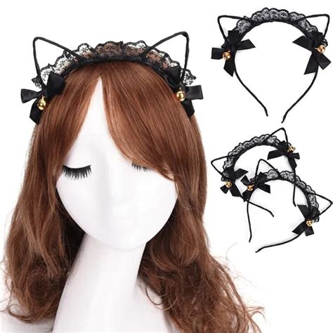 Cat Ears Black Lace Headband For Women Girls Hairband Dance Party