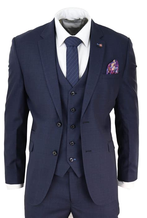 Mens Navy Blue Tailored Fit Suit Buy Online Happy Gentleman