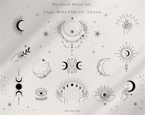 Moonchild Moon Phases Witch Boho Clip Art Tattoo Logo Etsy Witch
