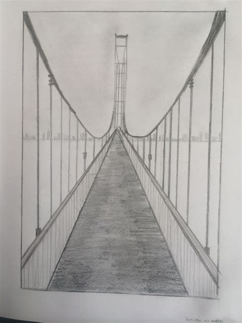 One Point Perspective Bridge 1 Point Perspective Drawing Perspective